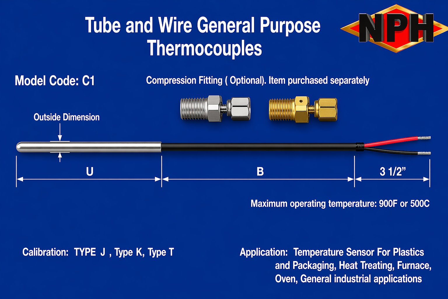 NPH Tube & Wire General Purpose Thermocouple-C1